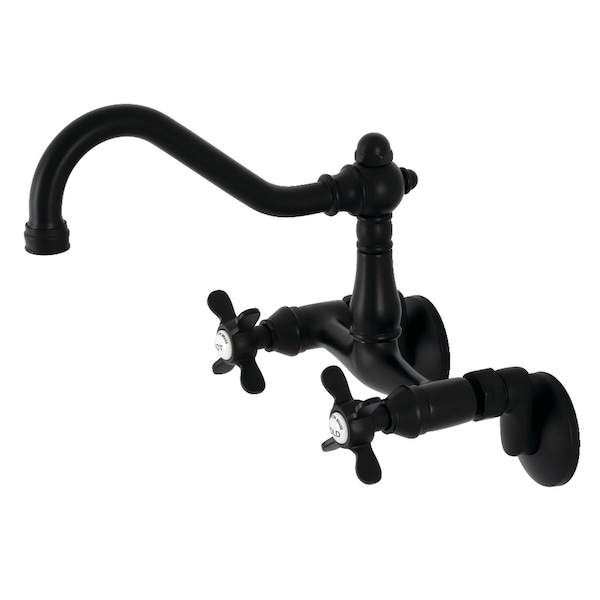 KS3220BEX 6" Adjustable Center Wall Mount Kitchen Faucet, Matte Black